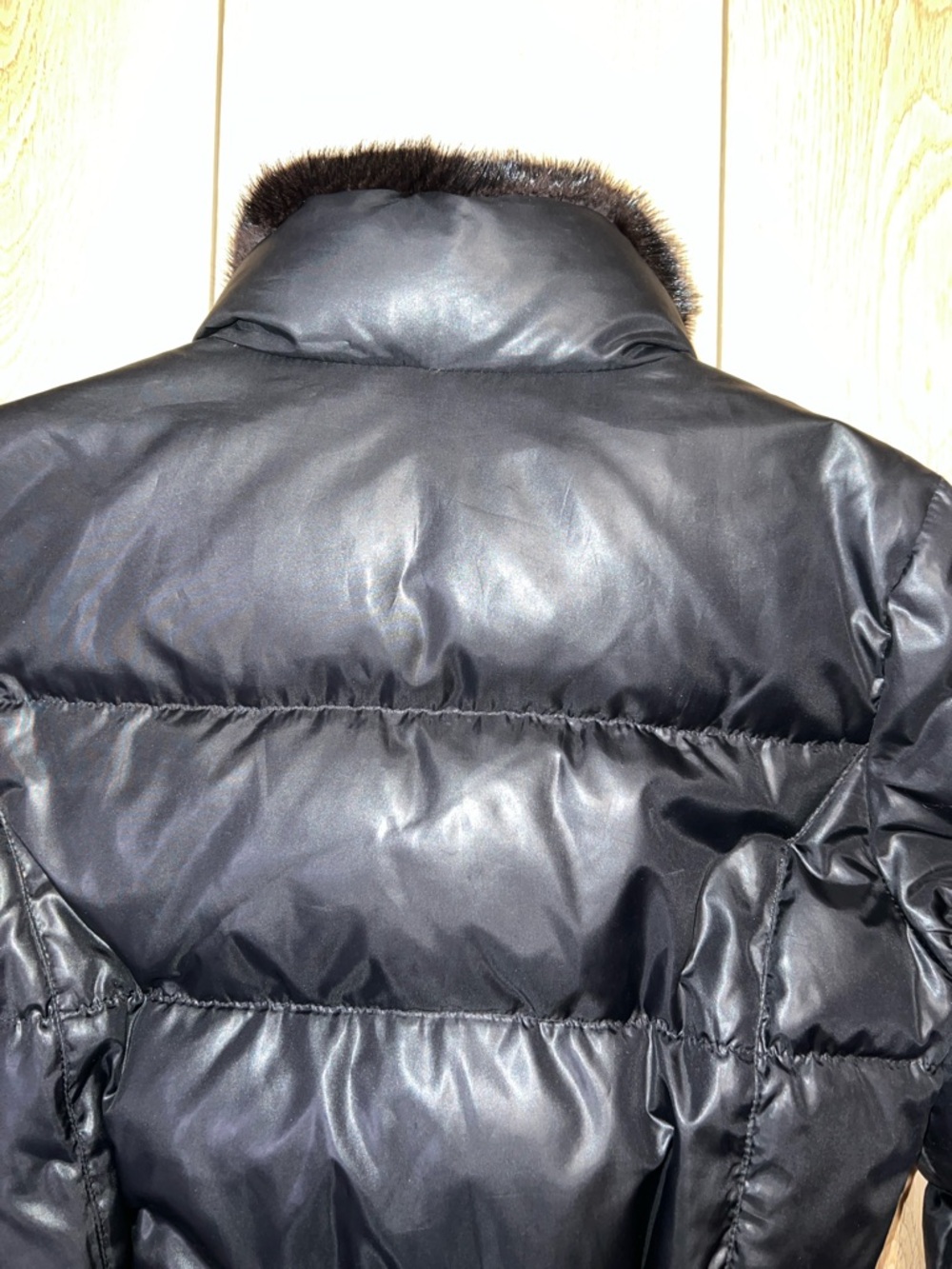 Michael Kors Black Quilted Belted Puffer Coat with Fur Trim - Picture 10 of 16